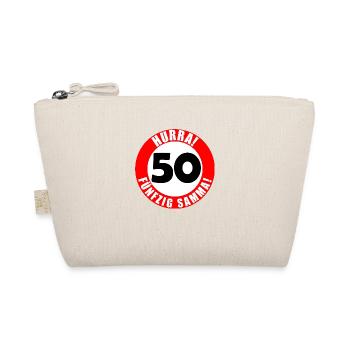 50. Geburtstag Hurra lustiger Spruch - Bio-Täschchen - Natur - Vorne
