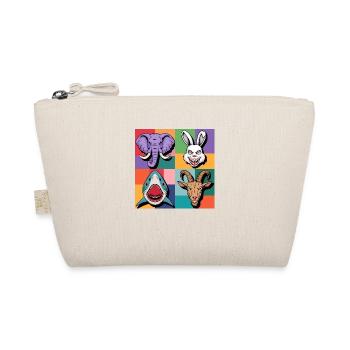 Popart Hase Hai Elefant Ziegenbock bunt lila grün - Bio-Täschchen - Natur - Vorne