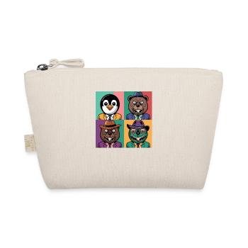 Pop-art cool Pinguin Bär Biber Salamander bunt - Bio-Täschchen - Natur - Vorne