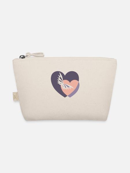 Butterfly in 2 hearts - Organic Pouch - nature