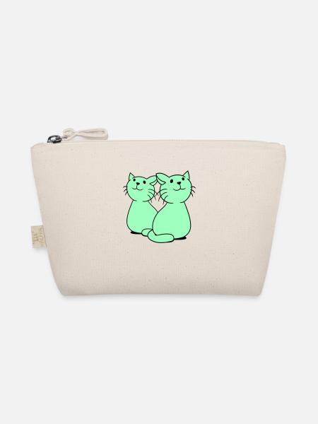 Deux chats heureux 2 amis Couple Équipe Couple - Trousse biologique - nature - Devant