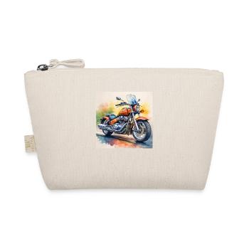 Bold Retro Motorcycle Design - Organic Pouch - nature - Front
