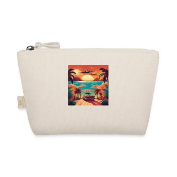 Vintage Beach Sunset with Red Car and Planes - Organic Pouch - nature - Front