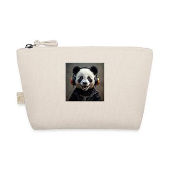 Lächelnder Panda beim Musikhören - Bio-Täschchen - Natur - Vorne