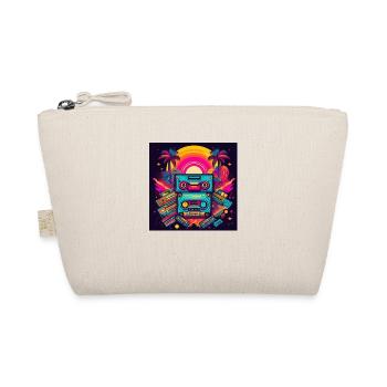 Retro Cassette Tapes Neon Sunset Art - Organic Pouch - nature - Front