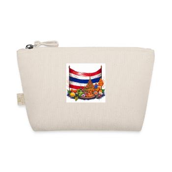 Thailand Flag with Temple and Cuisine Design - Organic Pouch - nature - Front