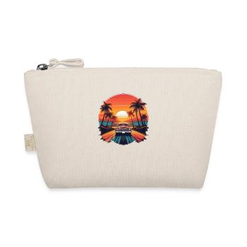 Retro Car Palm Sunset – Vintage Beach Drive Art - Organic Pouch - nature - Front