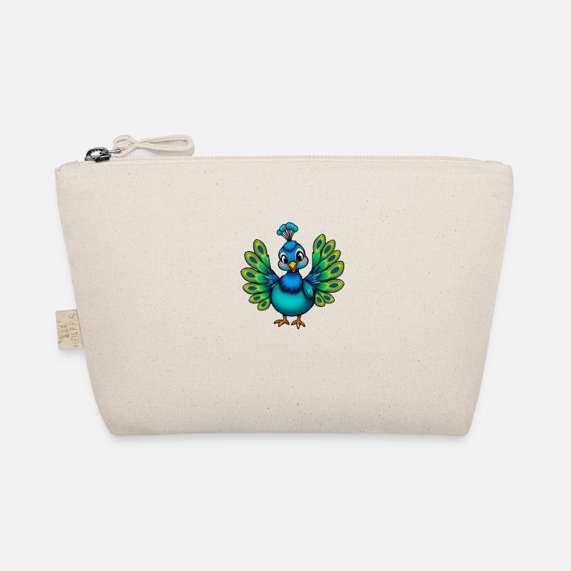 Charming Blue Peacock with Flower Hat Organic Pouch