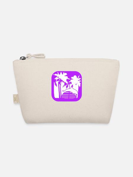 Dolphin Jumping Lines Sun Palm Trees Cool Silhouette - Organic Pouch - nature - Front