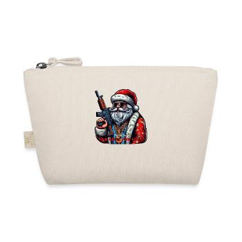 Weihnachtsmann mit AK 47 und lustigem Spruch - Bio-Täschchen - Natur - Vorne