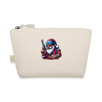 Santa mit Pistole und lustigem Spruch - Bio-Täschchen - Natur - Vorne