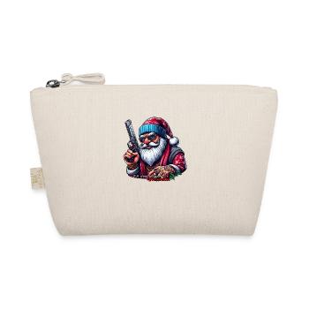 Santa mit Pistole und lustigem Spruch - Bio-Täschchen - Natur - Vorne