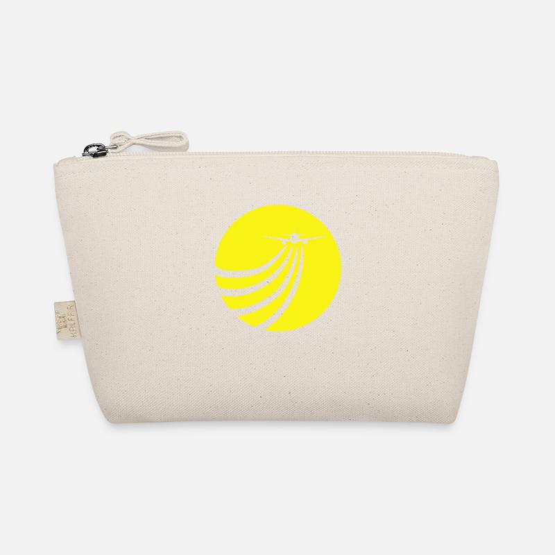 Airplane Flying In The Sun Flying Stripe Round Organic Pouch
