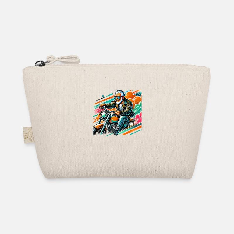 Cool grandpa on a motorcycle Organic Pouch