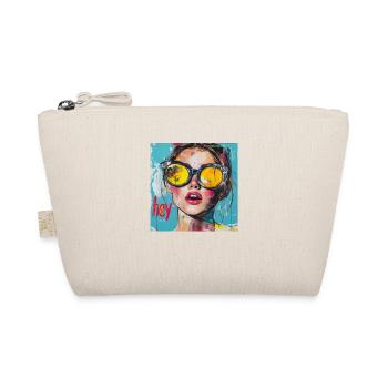 Salutation HEY en pop art rouge - Trousse biologique - nature - Devant