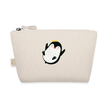 fröhlicher Pinguin mit einer goldenen Krone - Bio-Täschchen - Natur - Vorne