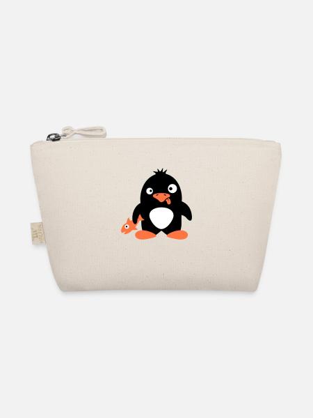 Lustiger Pinguin Fisch Gefangen Verrückt Dumm Doof - Bio-Täschchen - Natur - Vorne