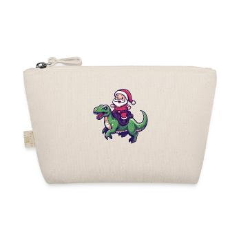 Dinosaurier T-Rex Weihnachtsmann Cartoon - Bio-Täschchen - Natur - Vorne