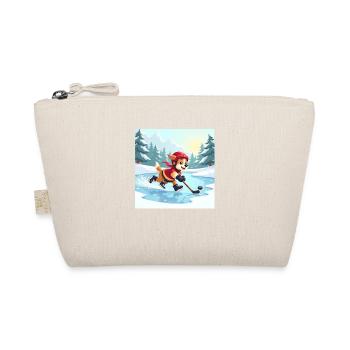 Chien de dessin animé jouant au hockey sur glace sur l’étang en hiver - Trousse biologique - nature - Devant
