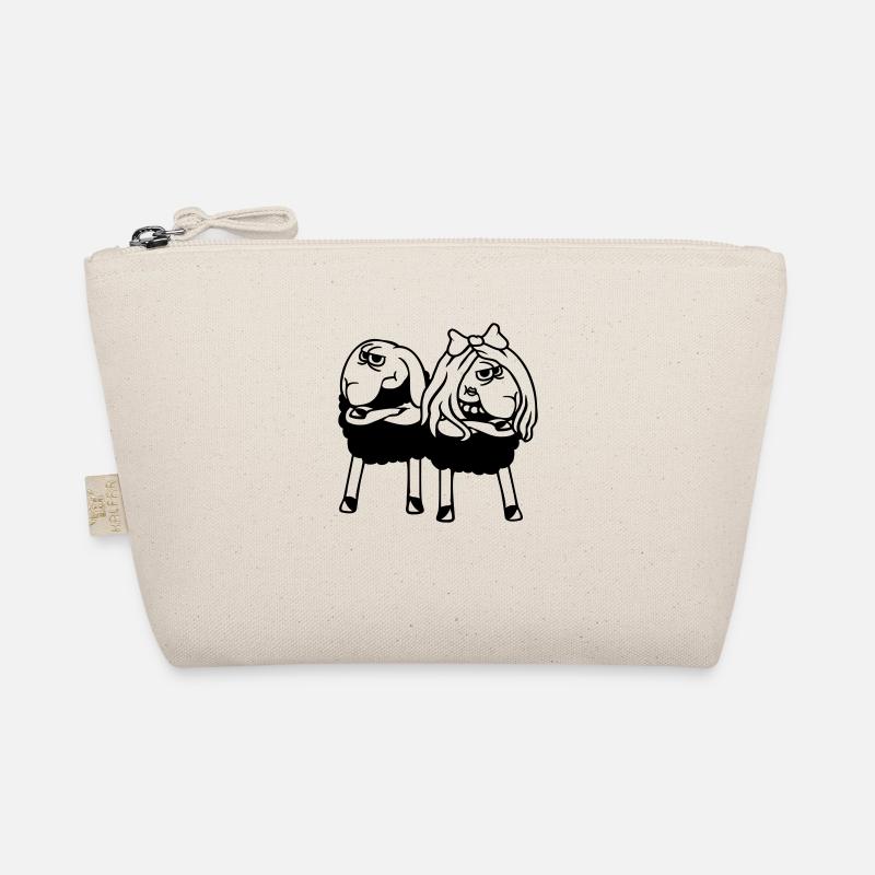 2 Schafe Pärchen Müde Wütend Verärgert Beleidigt Bio-Täschchen