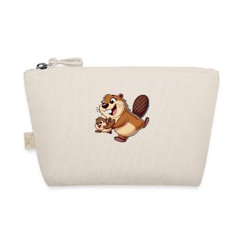 Mère castor avec enfant gambadant - Trousse biologique - nature - Devant