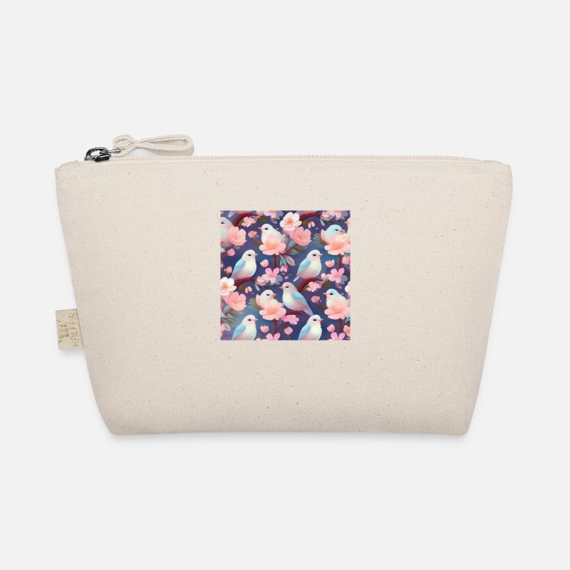 Birds in the Cherry Blossom Tree | Seamless pattern Organic Pouch