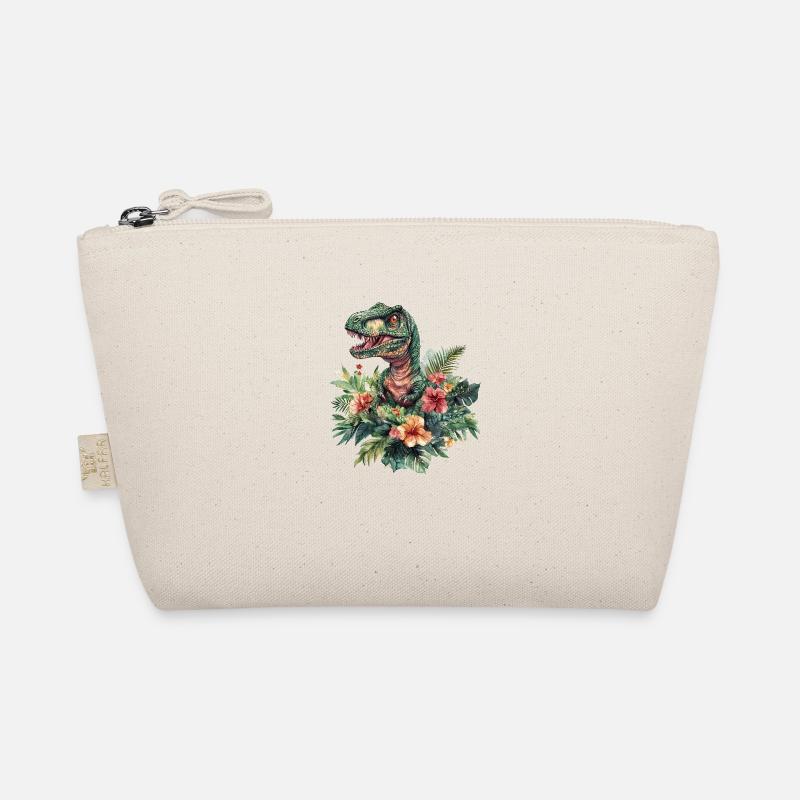 T-Rex zwischen Blumen Bio-Täschchen