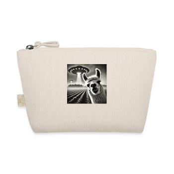 Funny Llama Alpaca UFO Selfie Alien - Organic Pouch - nature - Front