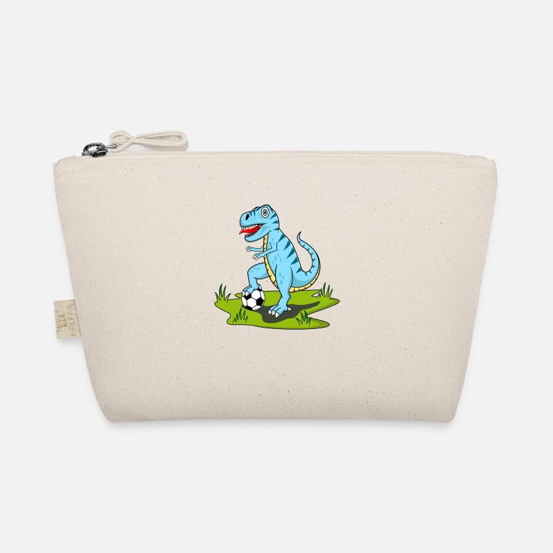 Dinosaurier Rex Fußball Blau - Bio-Täschchen - Natur