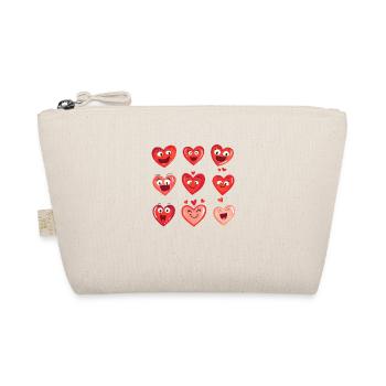 Hearts Funny Faces Valentine's Day Gift - Organic Pouch - nature - Front