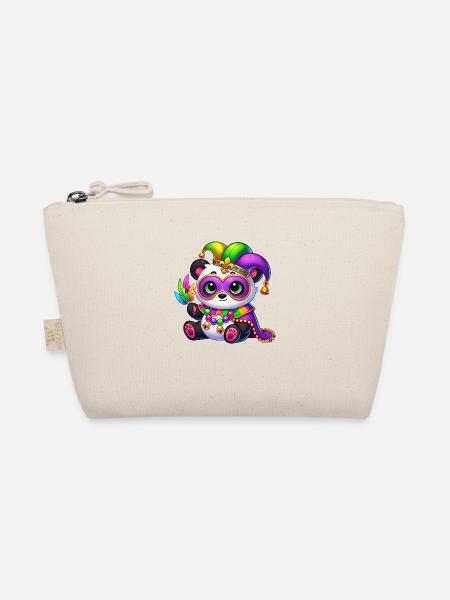 Cute panda with mask at carnival - Organic Pouch - nature - Front