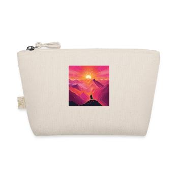 Adventurer at Sunset Mountain Peaks - Organic Pouch - nature - Front