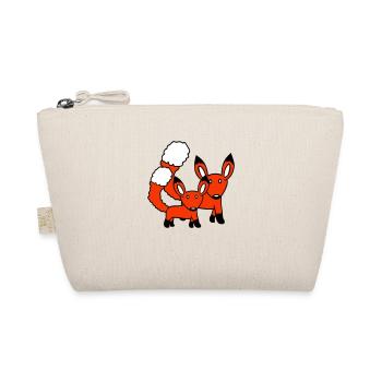 2 Foxes Mother Red Fox Little Child Father Mom - Organic Pouch - nature - Front