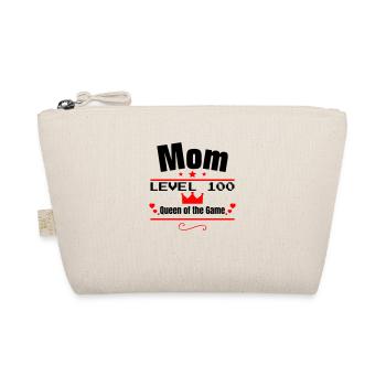 Mom Level 100: Queen of the Game, Mother's Day Gift - Organic Pouch - nature - Front