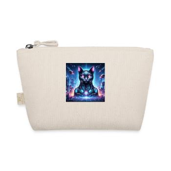 Cyber Cat: A Futuristic Feline in a Neon-Lit Metro - Organic Pouch - nature - Front