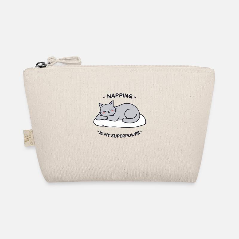 Relaxed Gray Cat Sleeping on a Pillow Organic Pouch