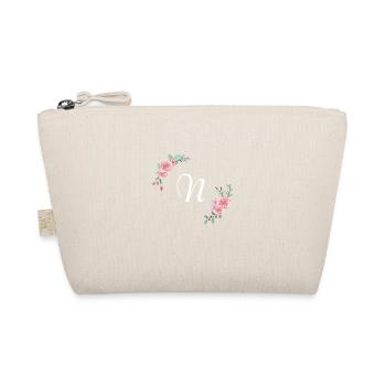 Pink floral letter n - Organic Pouch - nature - Front