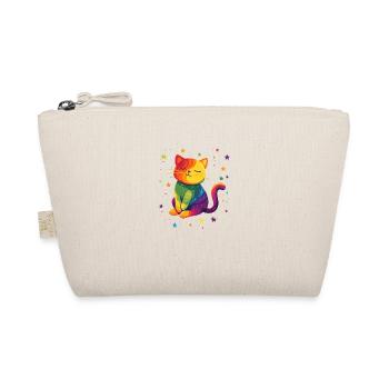 Süße Regenbogen Katze - Bio-Täschchen - Natur - Vorne
