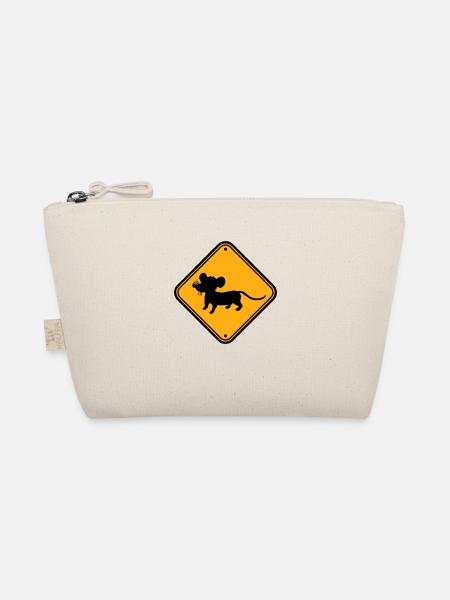 Evil Mouse Shield Warning Caution Caution Danger - Organic Pouch - nature - Front