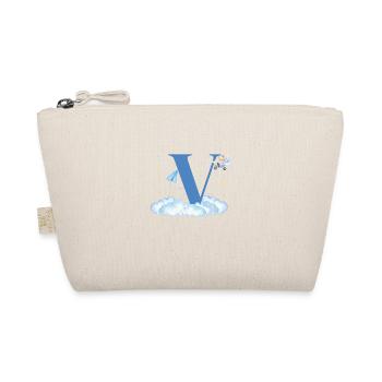 Letter V Blue Clouds Airplane Child - Organic Pouch - nature - Front