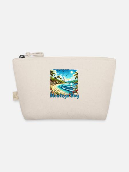 Montego Bay Jamaika Strand Palmen Grunge Urlaub - Bio-Täschchen - Natur