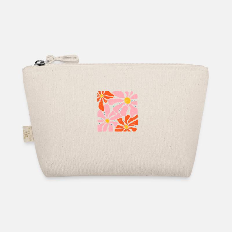 Groovy Retro Pink und Orange Blumen Bio-Täschchen