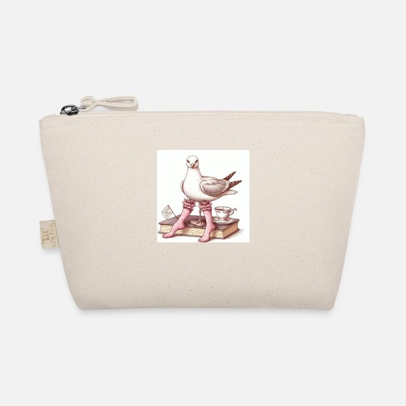 Schicke Möwen-Dame beim Tee mit Buch Bio-Täschchen