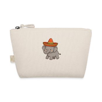 Lustiger Elefant mit rotem Sombrero – Cartoon-Stil - Bio-Täschchen - Natur - Vorne