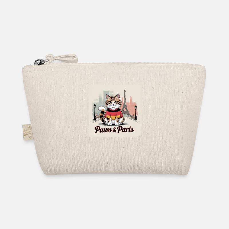 Fluffy Cat in Germany Tee at Eiffel Tower Organic Pouch
