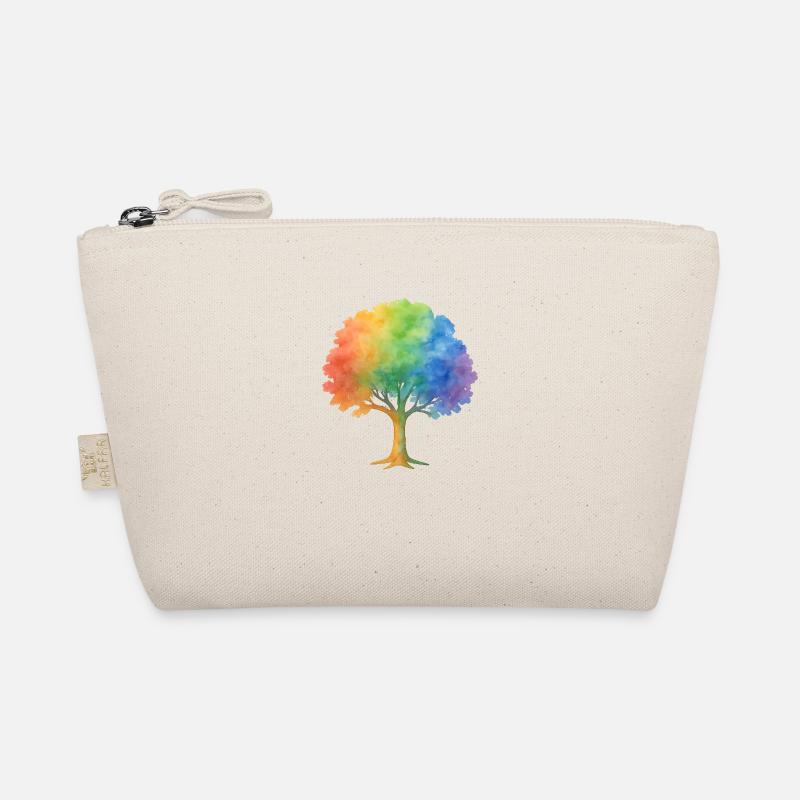 Rainbow Tree – Bunter Aquarell-Baum voller Leben u Bio-Täschchen