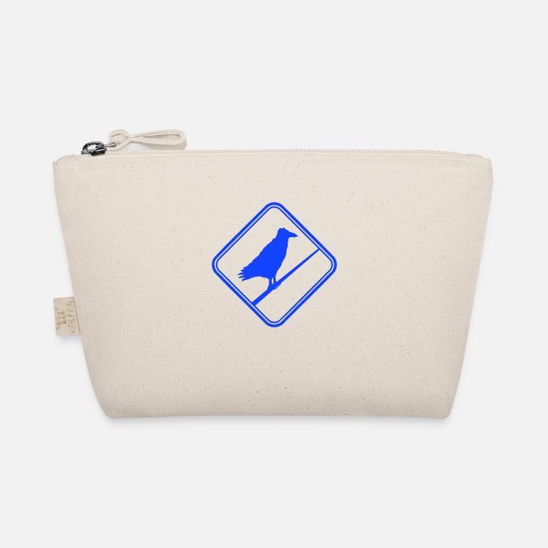 Raven Sitting Caution Cable Sign Note Organic Pouch