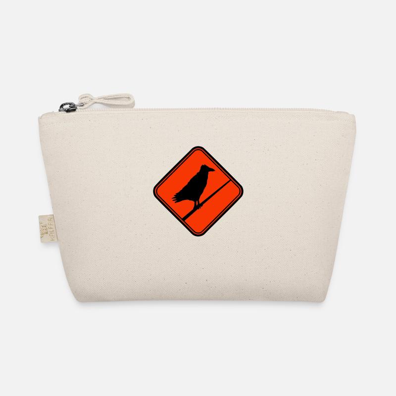 Raven Sitting Caution Cable Sign Note Organic Pouch