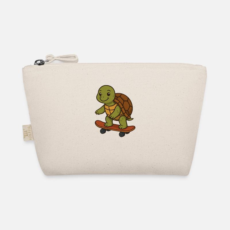 Skater Turtle – Cool Turtle on Skateboard Organic Pouch