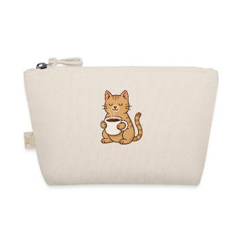 Coffee Cat – Cute cat with coffee cup for tomorrow - Organic Pouch - nature - Front